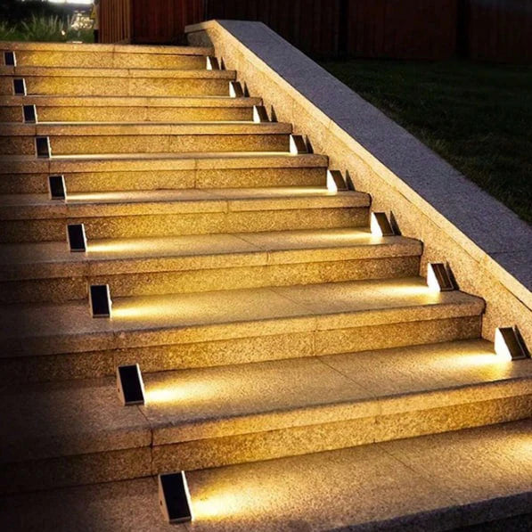 Luces Solares para Escaleras Exteriores - Lámpara Atmosférica Impermeable Gris