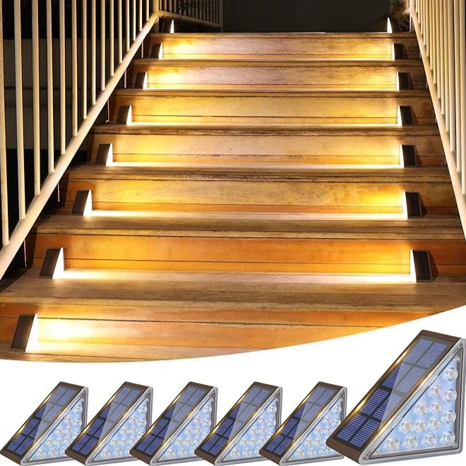 Luces Solares para Escaleras Exteriores - Lámpara Atmosférica Impermeable Gris