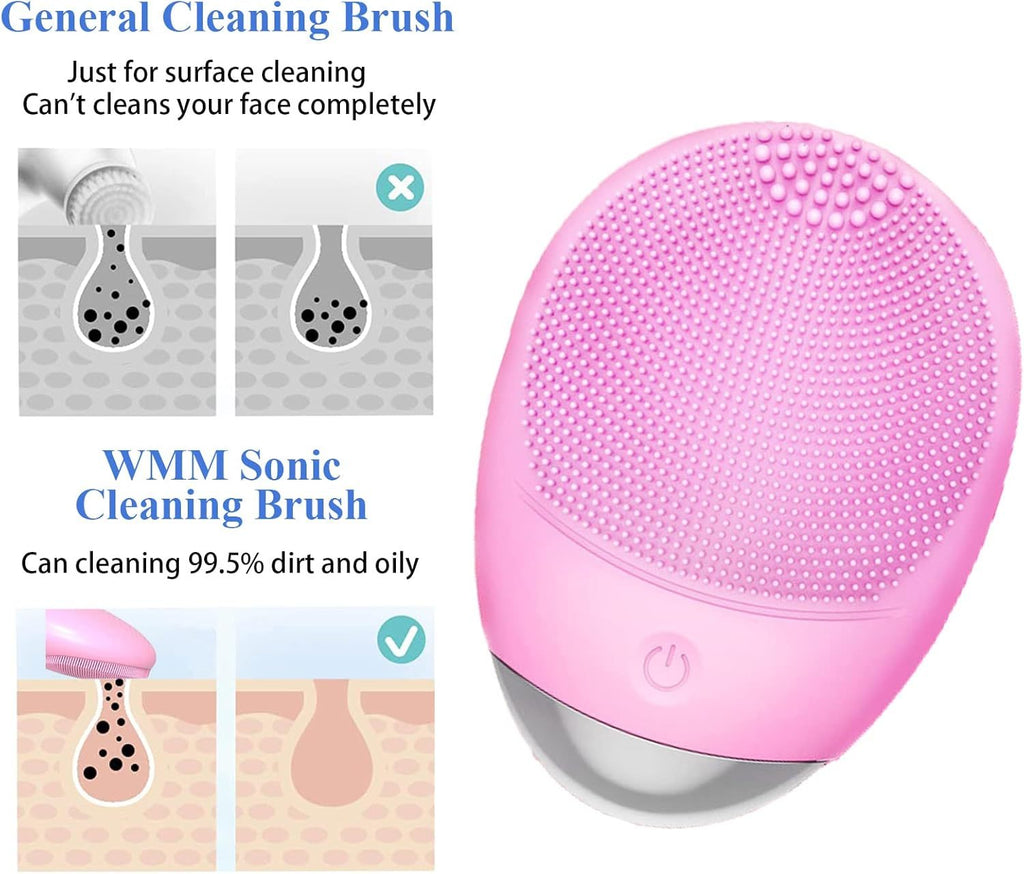 High Frequency Vibration Silicone Facial Cleansing Brush USB Rechargeable Electric Waterproof