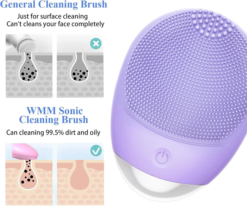 High Frequency Vibration Silicone Facial Cleansing Brush USB Rechargeable Electric Waterproof